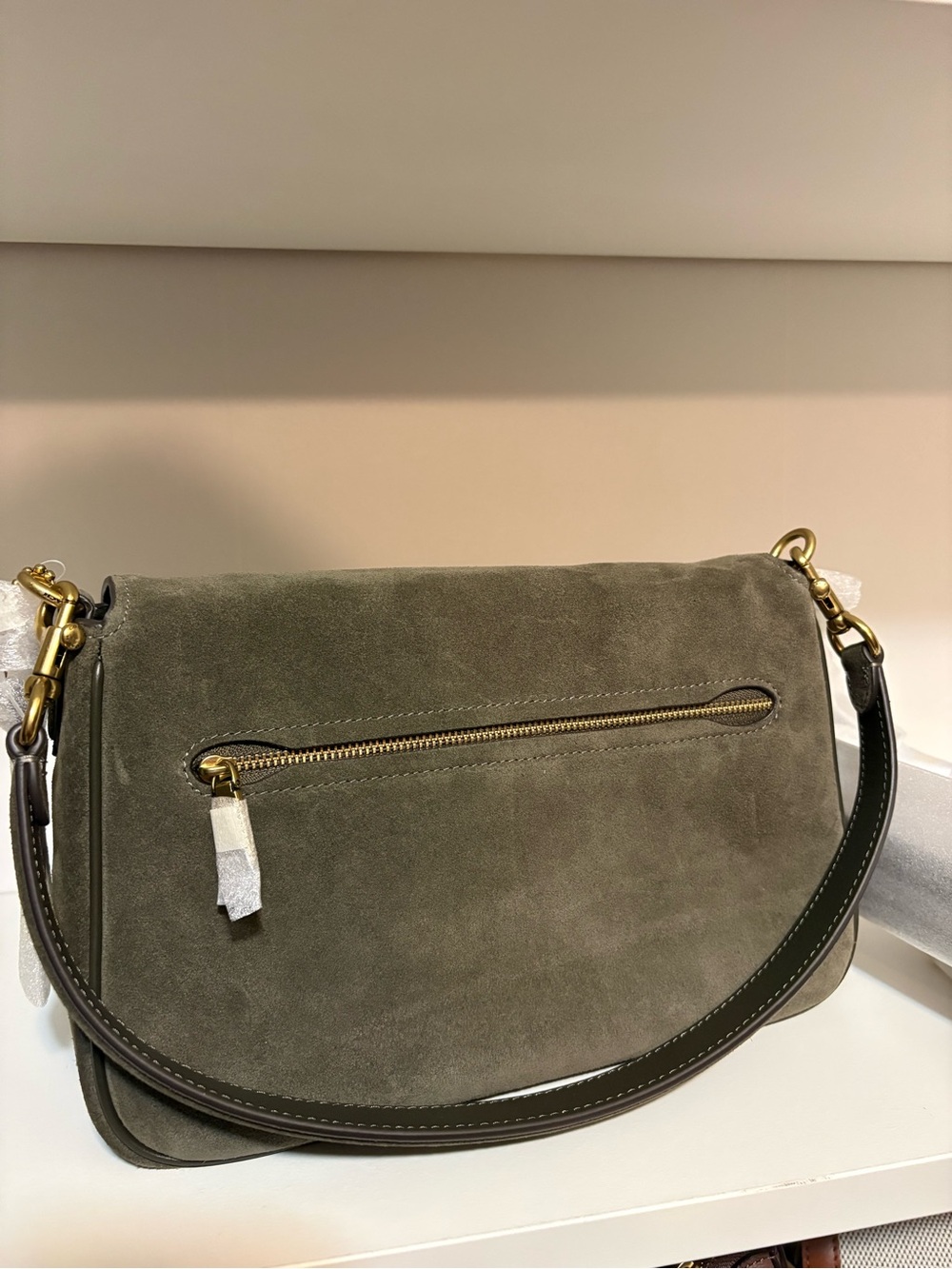 Coach Suede Soft Tabby Bag in Olive Green with Gold Tone Hardware - Picture 2 of 5
